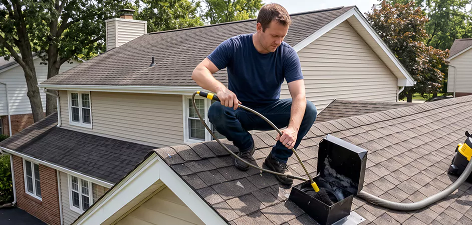 Multi-Story Roof Dryer Vent Cleaning in Mesquite